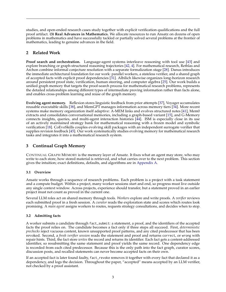 Page 3 of Continual Graph Memory for Mathematical Research Agents
