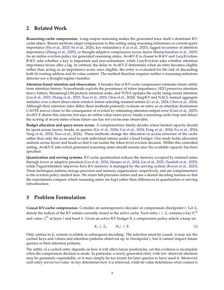 Page 3 of AvoKV-E: Payload-Aware KV Cache Eviction for Long Reasoning