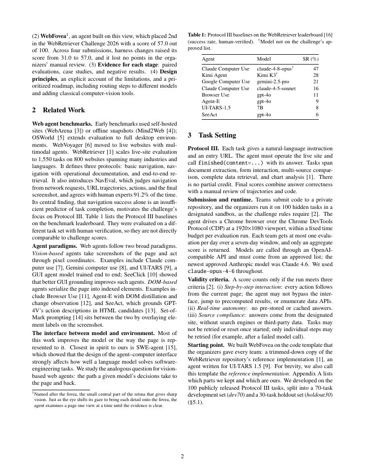 Page 2 of WebFovea: When the Model Is Right but the Click Is Wrong -- Reliable Round Trips for Vision-Based Web Agents on Live Websites