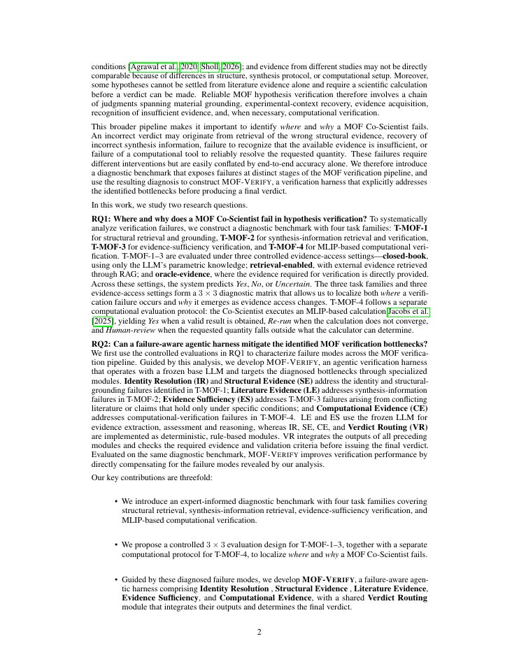 Page 2 of MOF-VERIFY: A Failure-Aware Agentic Harness for MOF Hypothesis Verification