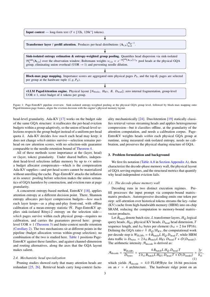 Page 3 of Page-EntroKV: Hardware-Aligned, Entropy-Weighted KV-Cache Eviction under Grouped-Query Attention
