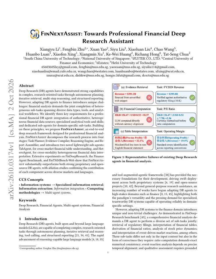 First page of FinNextAssist: Towards Professional Financial Deep Research Assistant