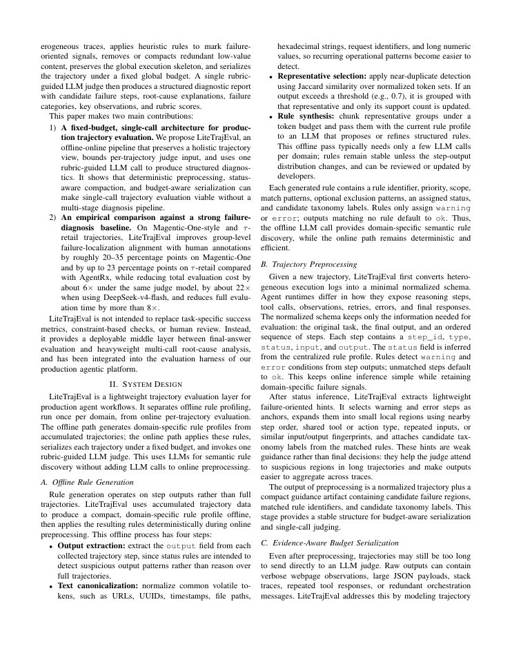 Page 2 of Lightweight, Rubric-Guided Trajectory Evaluation for Production AI Agents