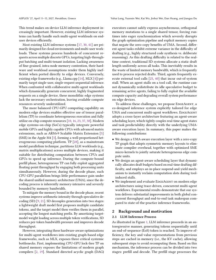 Page 2 of EdgeAgent: Orchestrating On-Device LLM inference for End-User Multi-Agent Systems on CPU-GPU Unified Memory Architectures