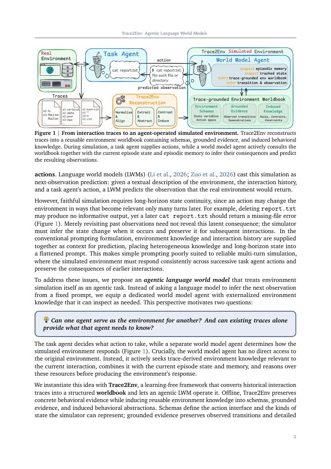 Page 2 of From Traces to Agentic Worlds: Agentic Language World Models for Interactive Environment Simulation