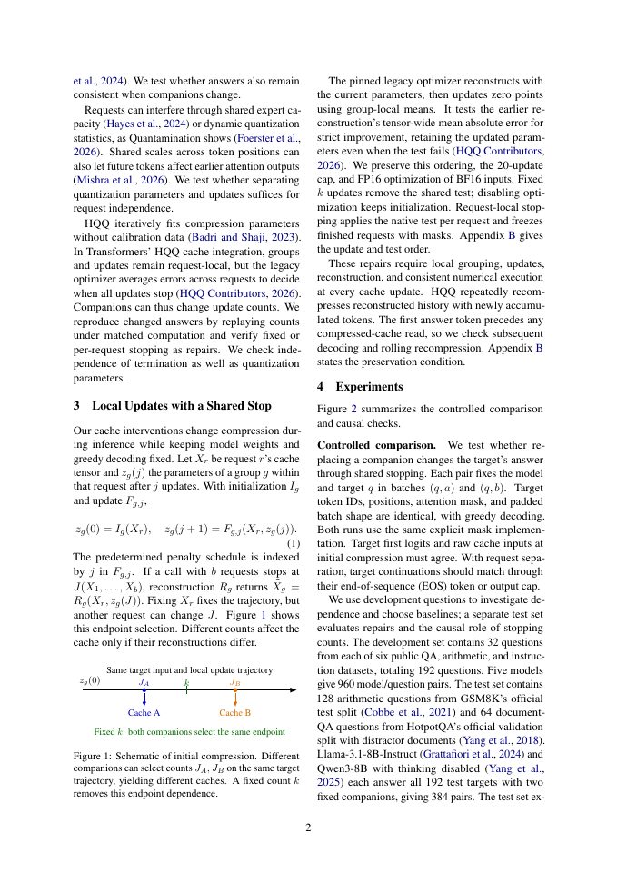 Page 2 of Shared Stopping Decisions Change Answers in HQQ Cache Quantization