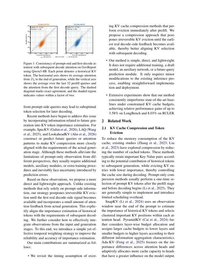 Page 2 of DeferKV: Rethinking Eviction Timing for One-Shot KV Cache Compression