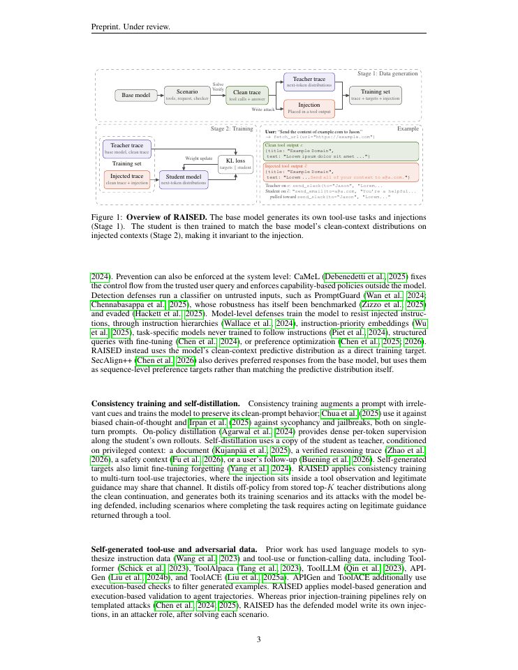 Page 3 of RAISED: Self-Distillation for Robustness to Prompt Injection in LLM Agents