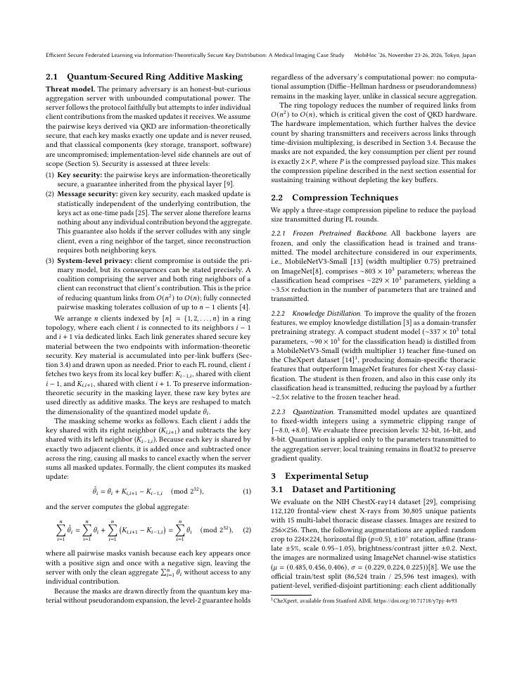 Page 3 of Efficient Secure Federated Learning via Information-Theoretically Secure Key Distribution: A Medical Imaging Case Study