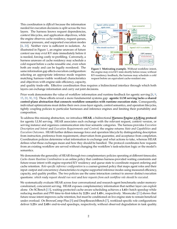 Page 2 of Can Agent Harnesses and Inference Engines Hear Each Other? The HEAR Protocol for Agentic LLM Serving