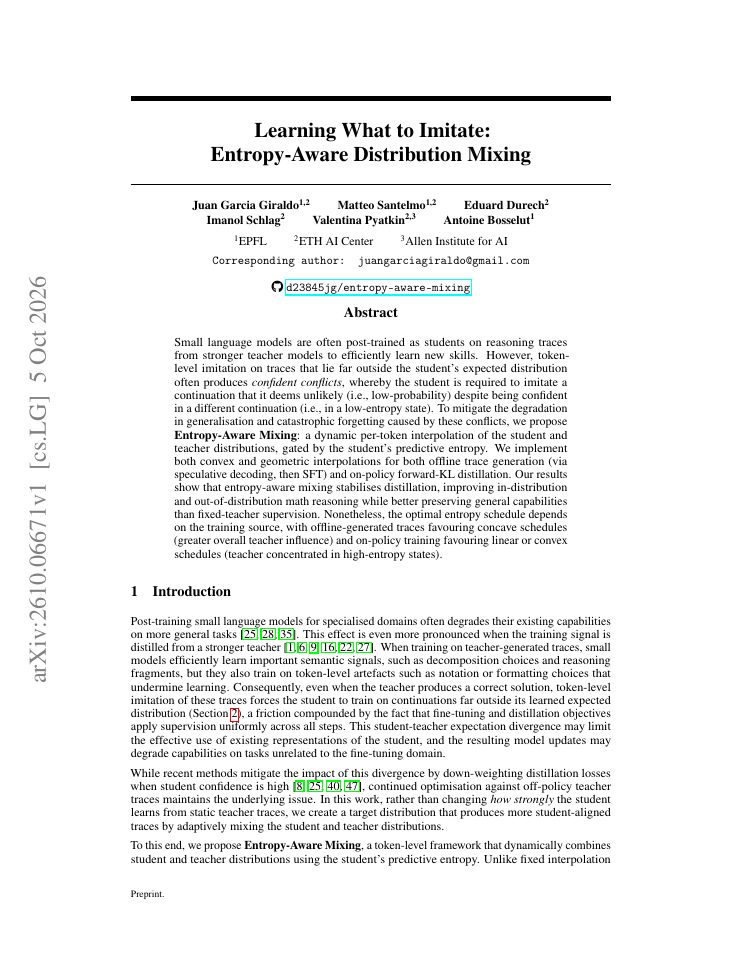 First page of Learning What to Imitate: Entropy-Aware Distribution Mixing