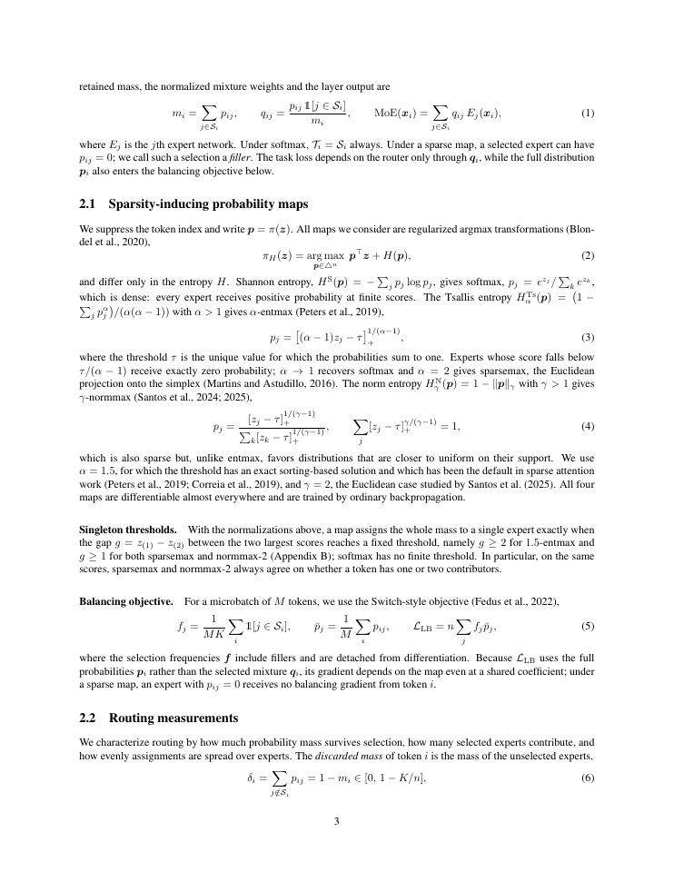 Page 3 of How Sparse Probability Maps Shape Mixture-of-Experts Routing