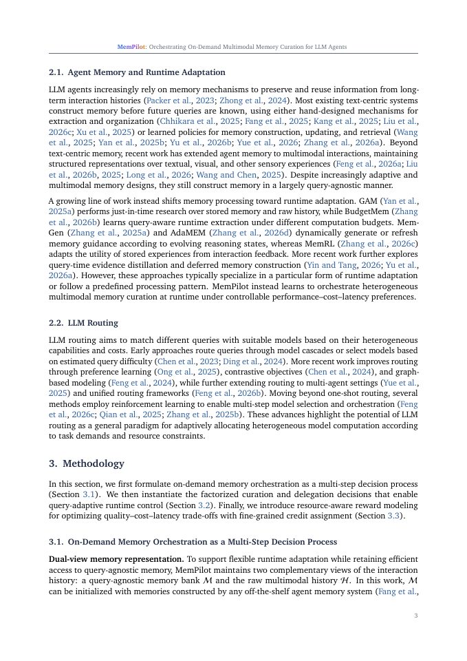 Page 3 of MemPilot: Orchestrating On-Demand Multimodal Memory Curation for LLM Agents