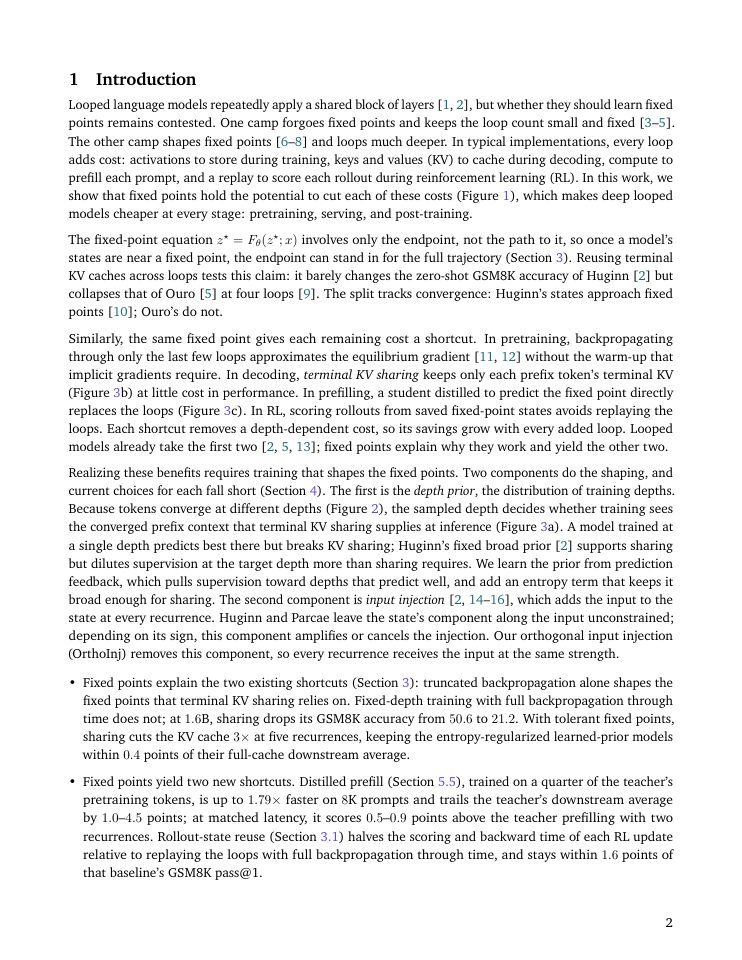 Page 2 of Towards Looped Models Done Right, Part II: Rethinking at Fixed Points