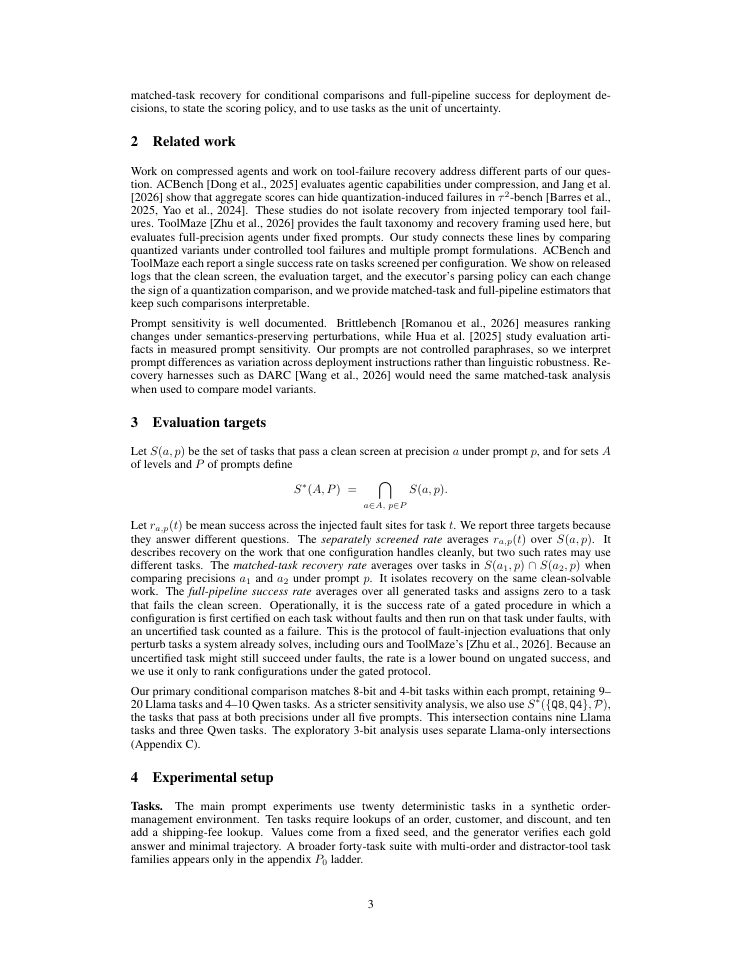 Page 3 of Quantization Effects on Tool-Failure Recovery Vary Across Prompts and Evaluation Designs