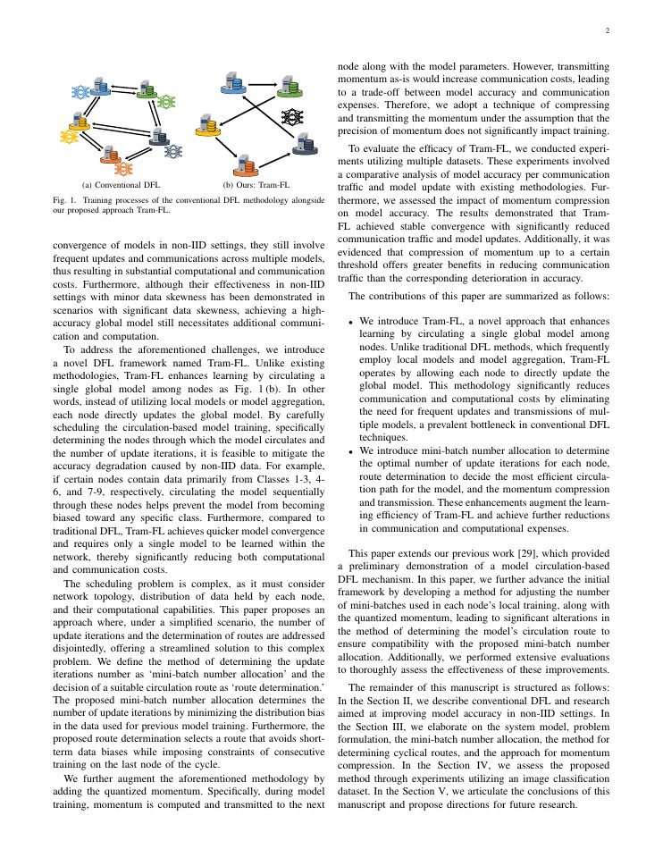Page 2 of Tram-FL: Reducing Communication and Computation Costs through Sequential Model Circulation in Decentralized Federated Learning