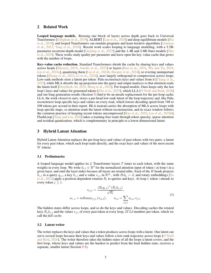 Page 3 of Hybrid Latent Attention for Looped Language Models