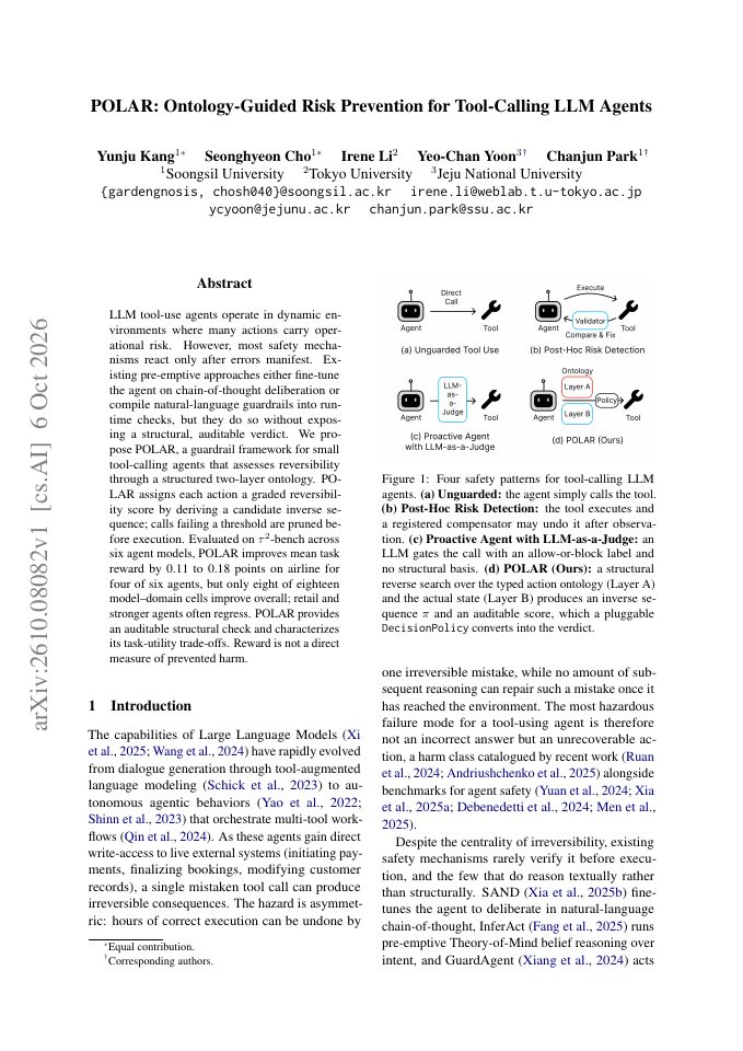 First page of POLAR: Ontology-Guided Risk Prevention for Tool-Calling LLM Agents