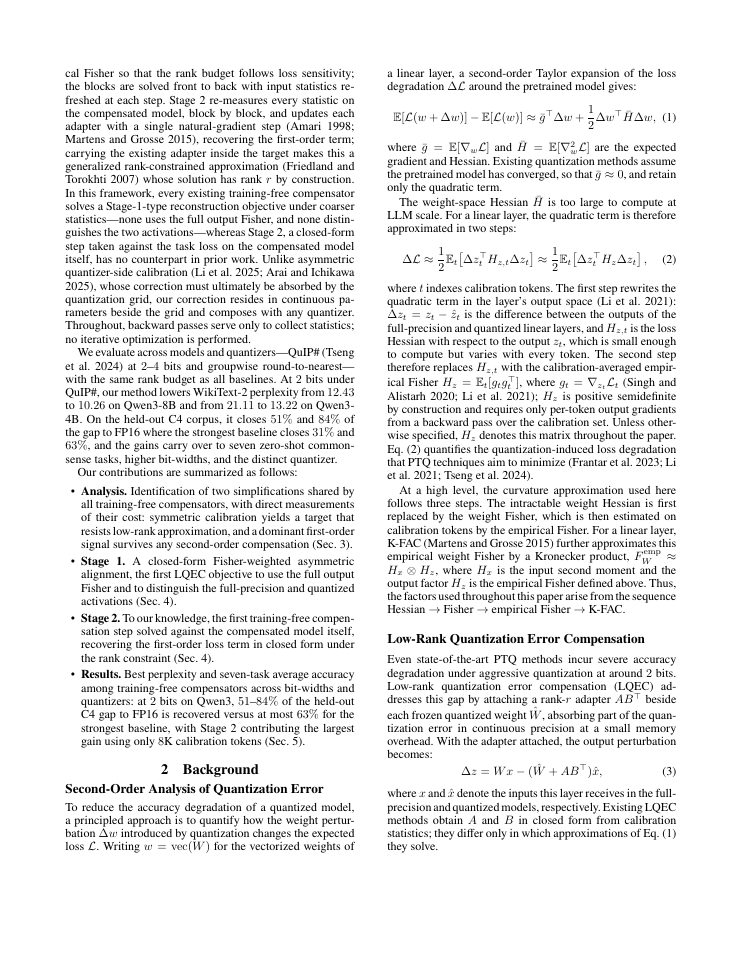 Page 2 of Align, Then Correct: Training-Free Two-Stage Low-Rank Compensation for Extremely Quantized Large Language Models