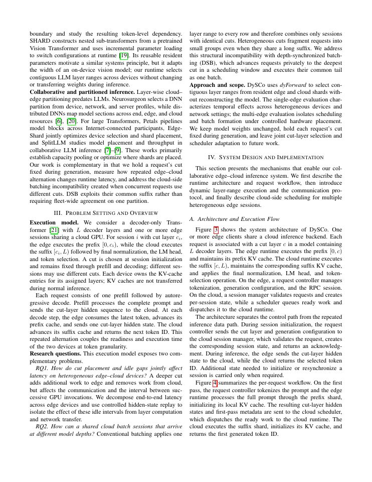 Page 3 of DySCo: Dynamic Sharding for Collaborative Edge-Cloud LLM Inference with Depth-Synchronized Batching
