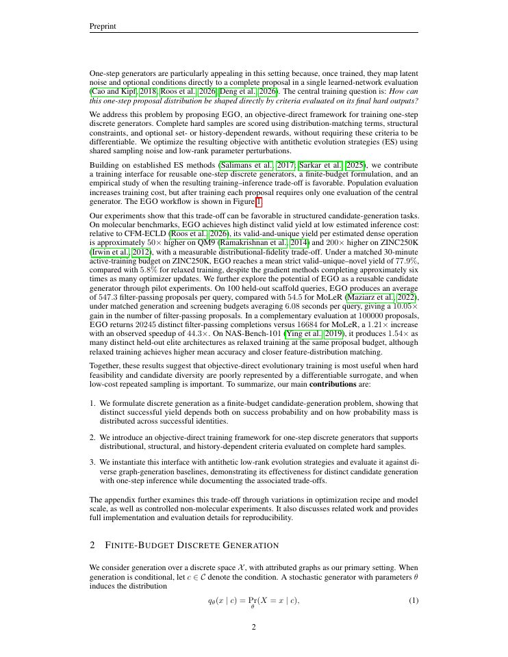 Page 2 of Evolutionary One-Step Generators: Fast and Diverse Sampling for Discrete Design