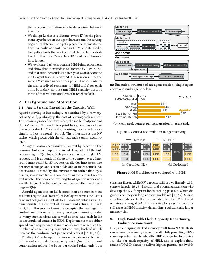 Page 3 of Lachesis: Lifetime-Aware KV Cache Placement for Agent Serving across HBM and High-Bandwidth Flash