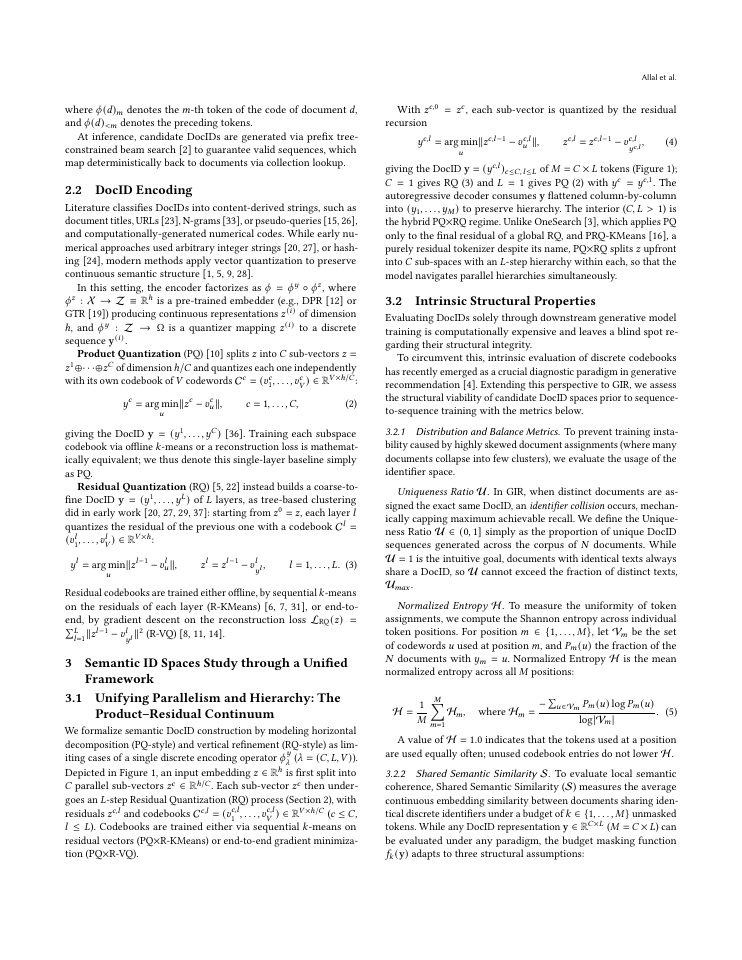 Page 2 of A Systematic Study of Semantic ID Spaces for Generative Information Retrieval