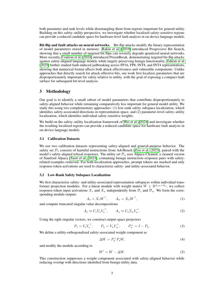Page 3 of How Fragile Is On-Device Language Model Safety? Localizing Safety-Critical Parameters for Sparse Fault Analysis