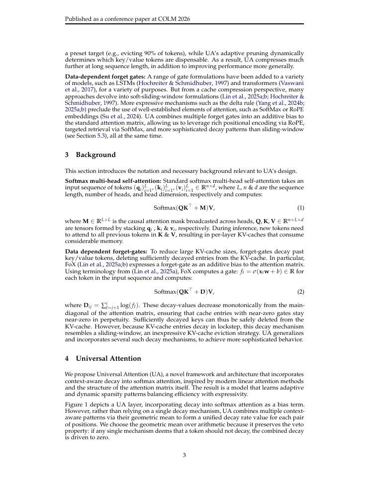 Page 3 of A Self-Pruning Transformer: Extreme KV-Cache Compression with Universal Attention