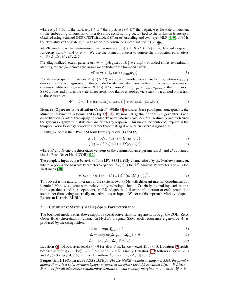 Page 3 of MaRK: Markov-adapted Recurrent Kernels for Dynamic Operator Conditioning in State Space Models