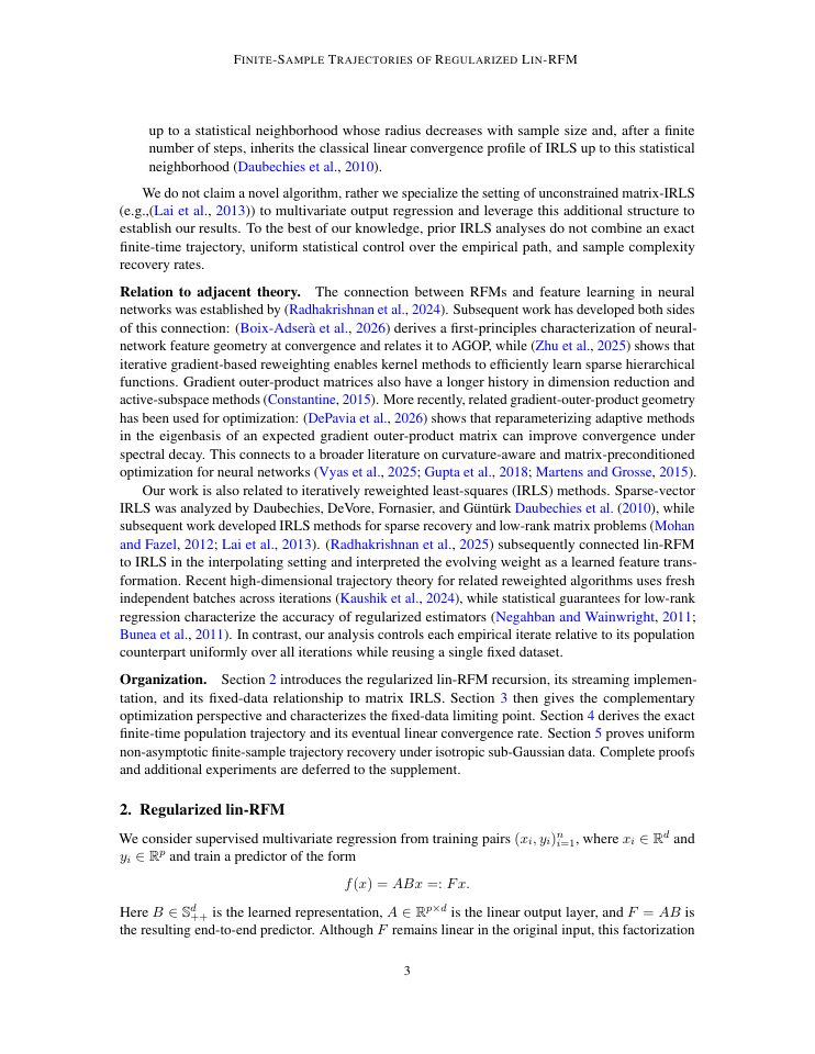 Page 3 of Exact Dynamics and Finite-Sample Trajectory Recovery of Linear Recursive Feature Machines