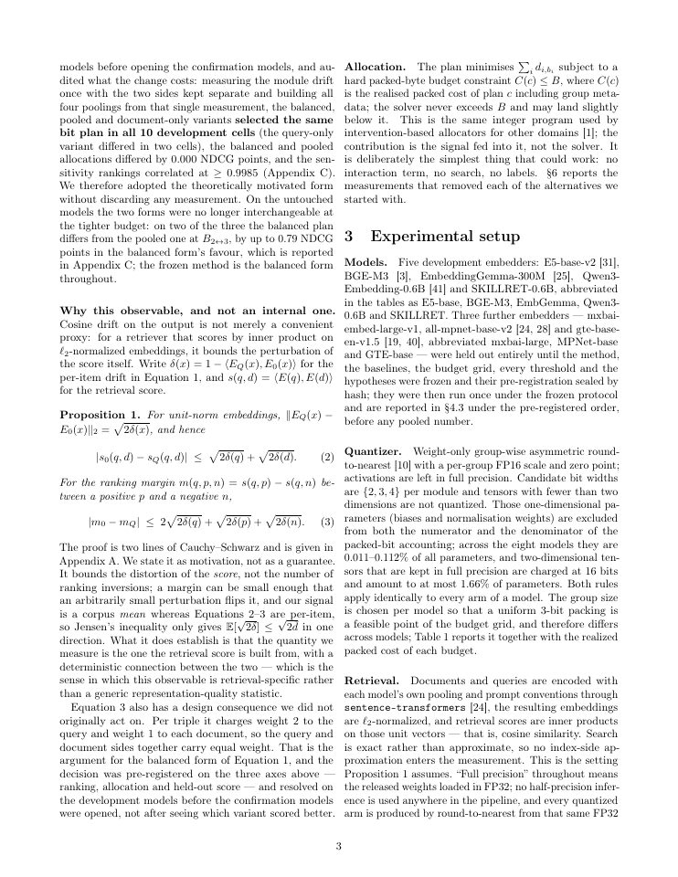 Page 3 of Quantize by Drift: Label-Free Mixed-Precision Post-Training Quantization for Text Embedders