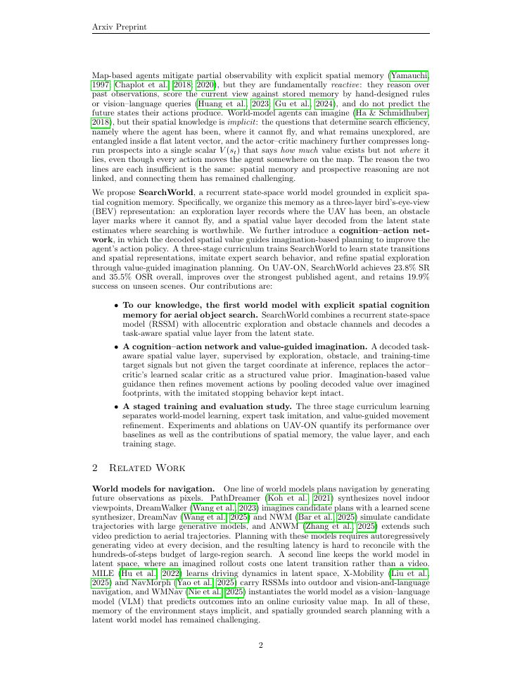 Page 2 of SearchWorld: Spatial Value-Grounded Imagination for UAV Object Search via World Models