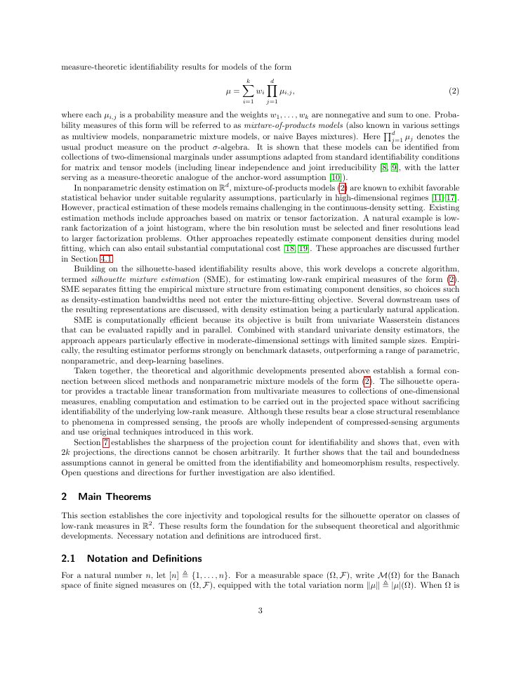 Page 3 of The Silhouette Operator: Identifiability of Low-Rank Measures from One-Dimensional Projections