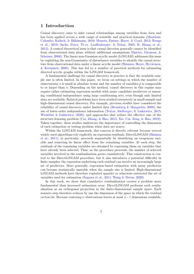 Page 2 of AdaPS-LiNGAM: Adaptive Predecessor Selection for Linear Non-Gaussian Acyclic Models under Small-Sample Settings