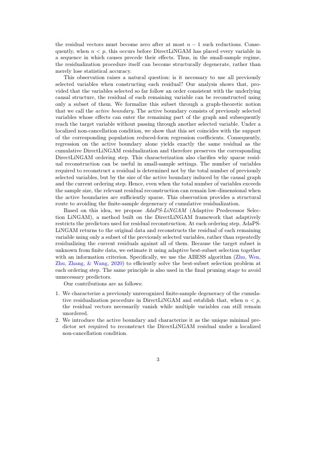 Page 3 of AdaPS-LiNGAM: Adaptive Predecessor Selection for Linear Non-Gaussian Acyclic Models under Small-Sample Settings