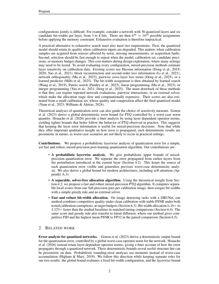 Page 2 of Layerwise Error Attribution for Fast and Robust Mixed-Precision Post-Training Quantization