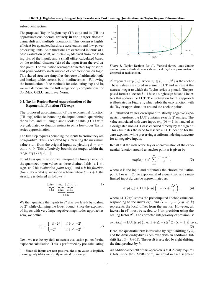Page 3 of TR-PTQ: High-Accuracy Integer-Only Transformer Post Training Quantization via Taylor Region Reformulation