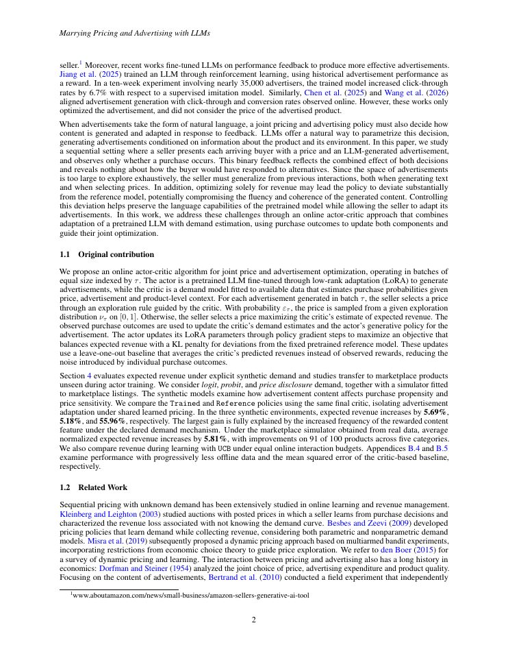Page 2 of Marrying Pricing and Advertising with LLMs