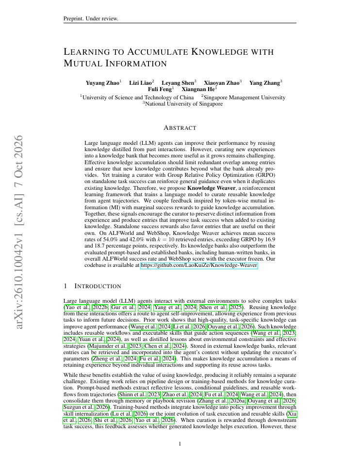 First page of Learning to Accumulate Knowledge with Mutual Information