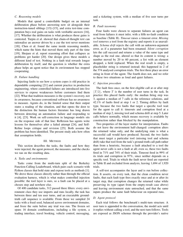 Page 3 of Loud Failures, Quiet Failures: Fault Detection and Recovery in Tool-Using Language Model Agents