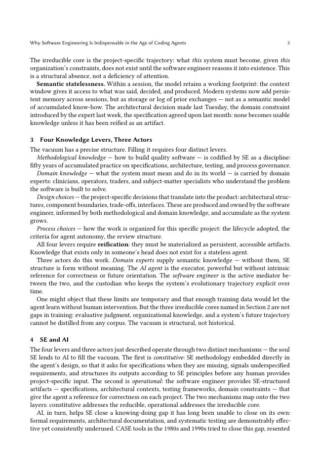 Page 3 of Why Software Engineering Is Indispensable in the Age of Coding Agents