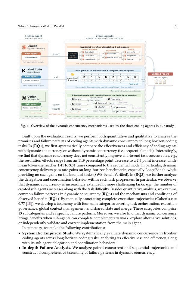 Page 3 of When Sub-Agents Work in Parallel: The Promises and Pitfalls of Dynamic Concurrency in Long-Horizon Coding Tasks