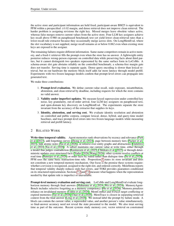 Page 2 of Stale, Misattributed, or Late: Where Personal Memory Fails Before Generation