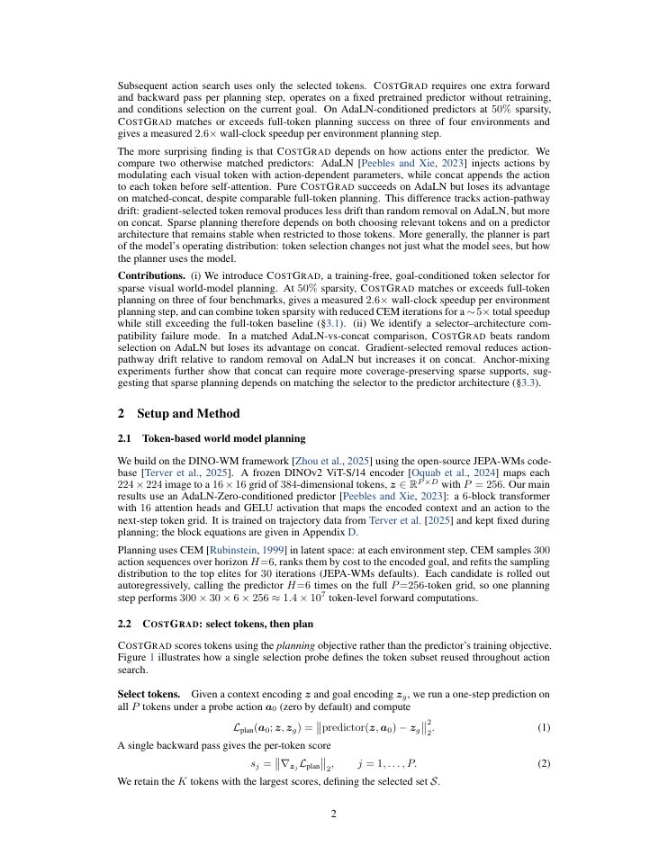 Page 2 of Sparse Planning in Visual World Models via Cost Gradients