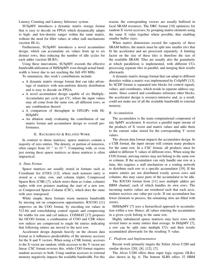 Page 2 of SUSpMV: A High Frequency Sparse Matrix Vector Multiplier on HBM Enabled FPGA written in SUS