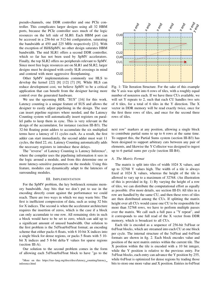 Page 3 of SUSpMV: A High Frequency Sparse Matrix Vector Multiplier on HBM Enabled FPGA written in SUS