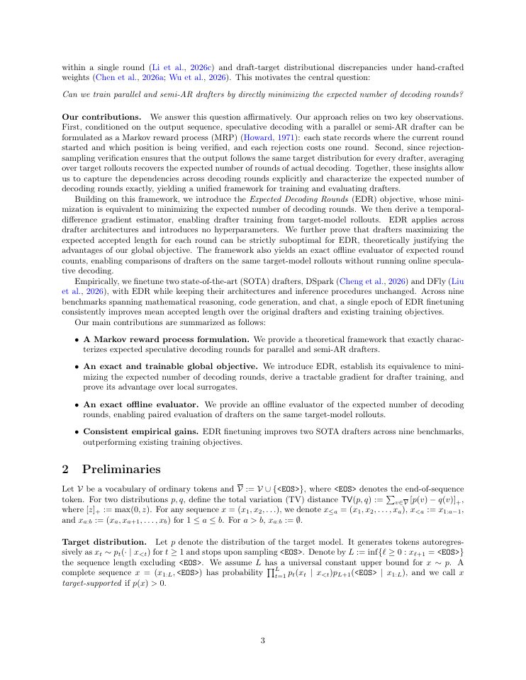 Page 3 of Training Parallel Speculative Draft Models by Directly Minimizing Expected Decoding Rounds