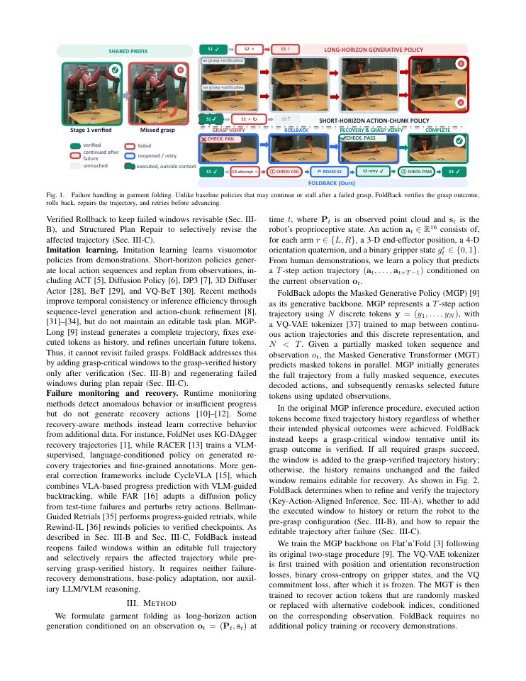 Page 2 of FoldBack: Self-Correcting Masked Generative Policy for Long-Horizon Garment Folding