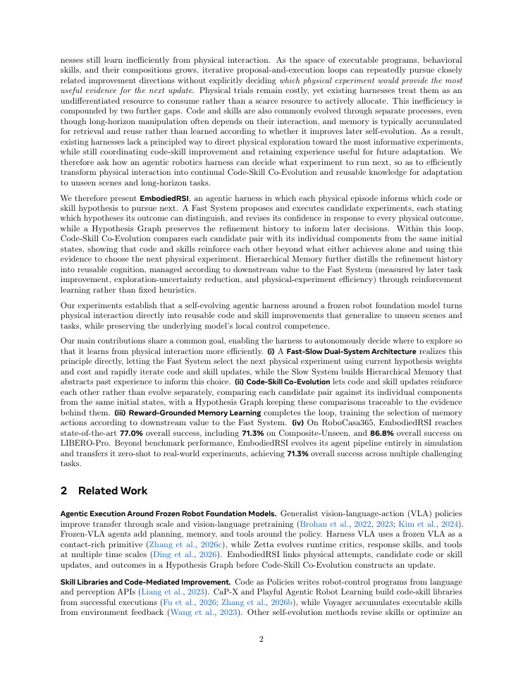 Page 2 of EmbodiedRSI: Active Continual Robot Learning Through Hypothesis-Guided Co-Evolution